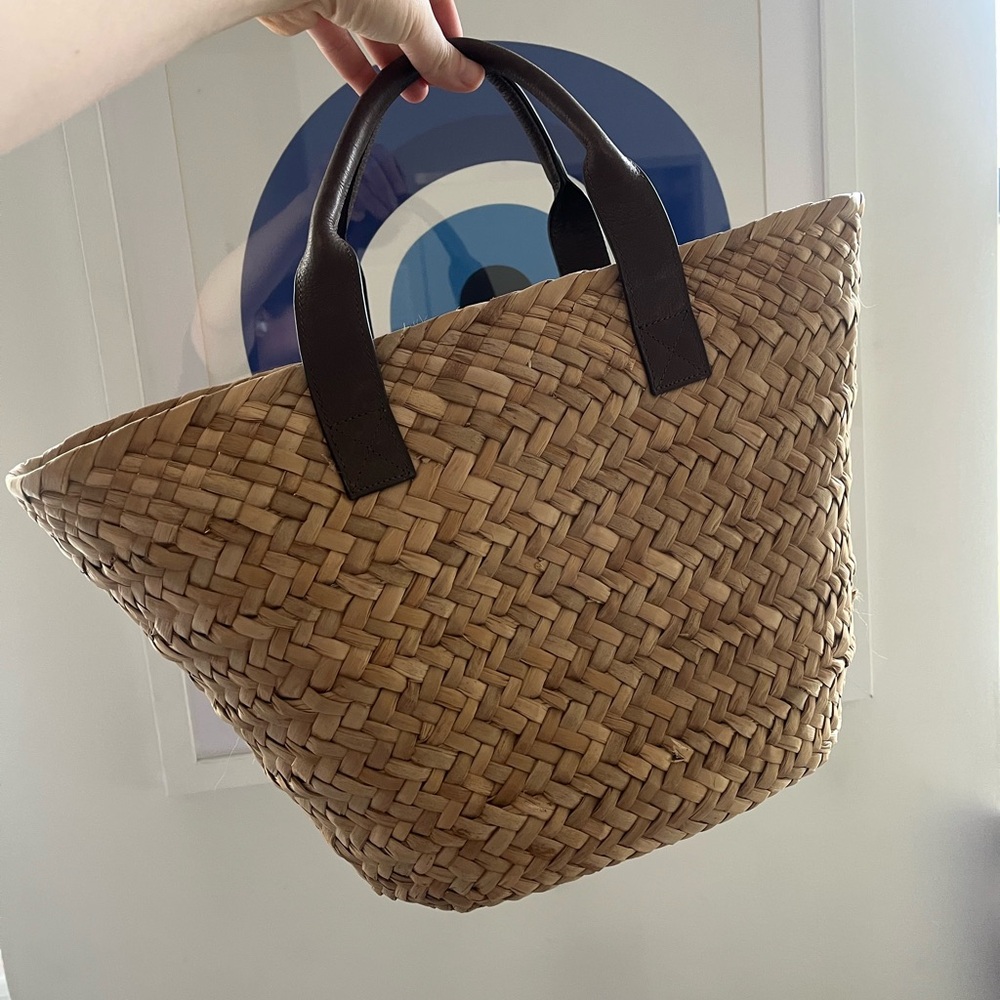 Black and Brown Woven Tote Bag with Sturdy Handles